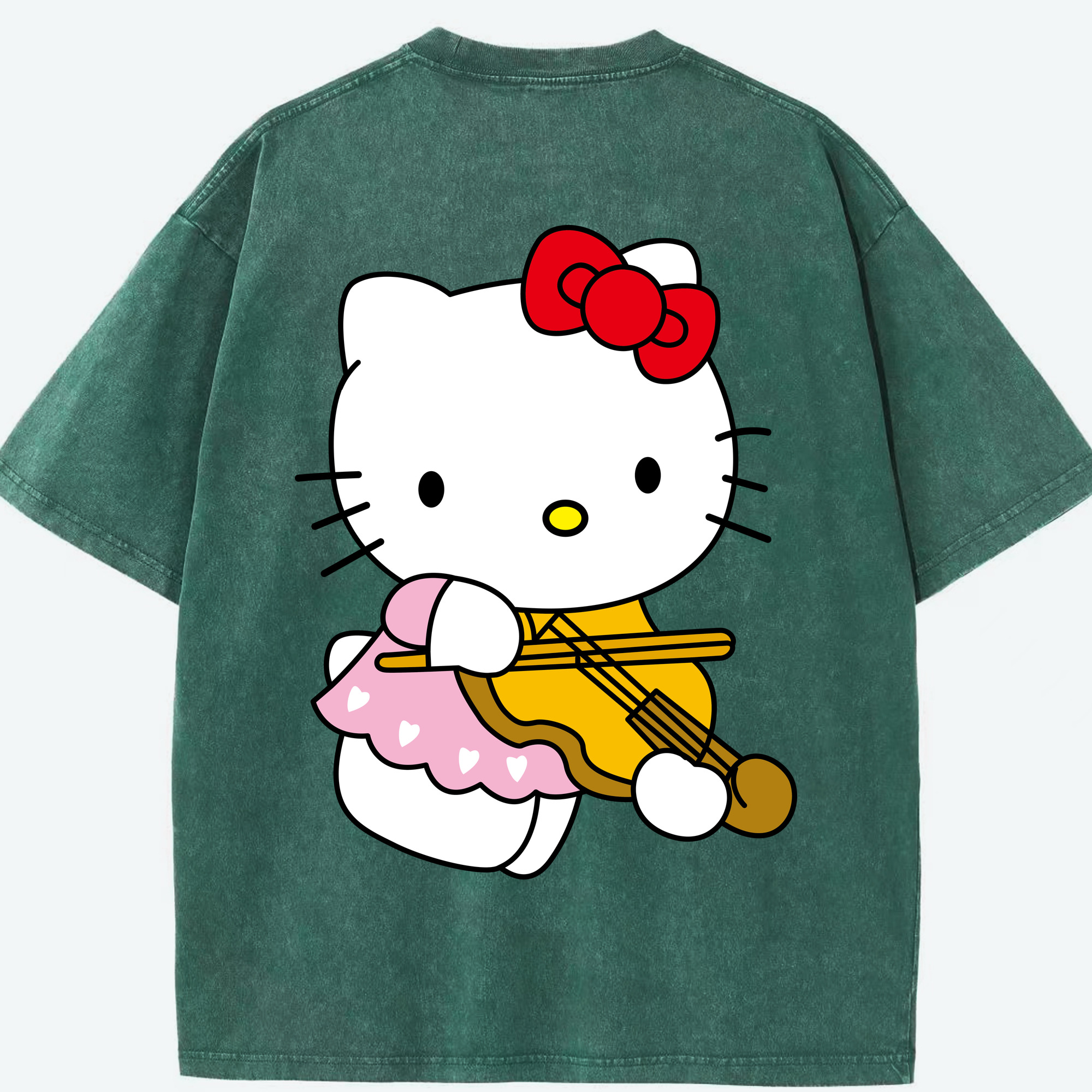 （画像用） Hello Kitty ハローキティ 綿100% ヴィンテージ風 半袖Tシャツ（背面プリント）